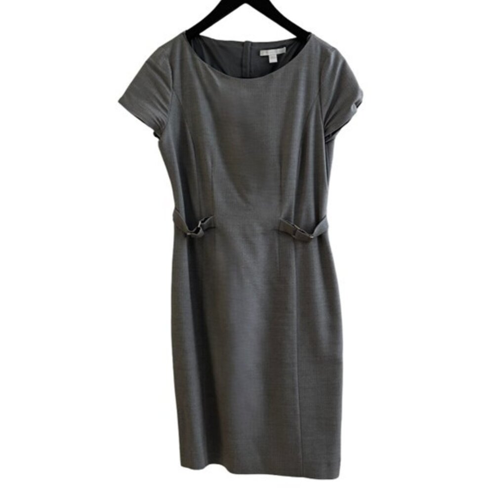 Hugo Boss Black and White Herringbone Wool Blend Dress - Size 6 - Picture 1 of 14
